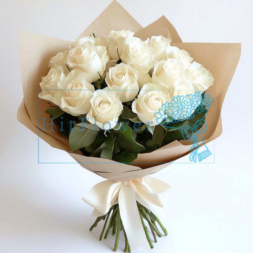 Букет 15 белых роз Букет роз 15 белых роз